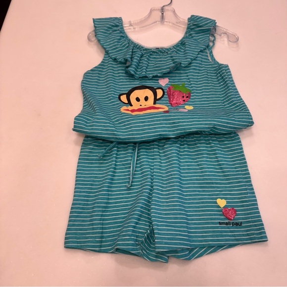 Small Paul Girls One Piece Romper Green With White Stripes Size 4T NWOT - Picture 12 of 13